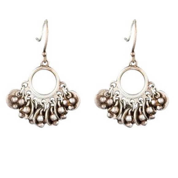 SOLD -Me&Ro Silver Disc & Flower Hoop Earrings - Picture 1 of 2